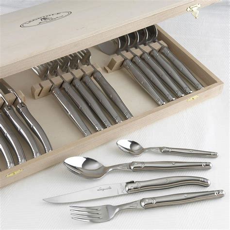 laguiole stainless steel 24-piece boxed flatware set|Jean Dubost Laguiole 24.